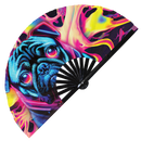 Pug Neon Bamboo Hand Fan
