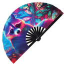 Racoon Neon Bamboo Hand Fan