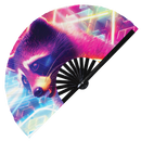 Racoon Neon Bamboo Hand Fan