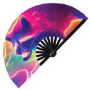 Racoon Neon Bamboo Hand Fan