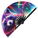 Racoon Neon Bamboo Hand Fan