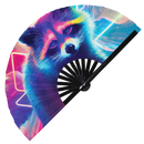 Racoon Neon Bamboo Hand Fan