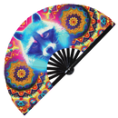 Racoon Neon Bamboo Hand Fan