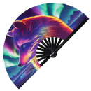 Racoon Neon Bamboo Hand Fan
