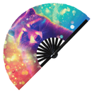 Racoon Neon Bamboo Hand Fan