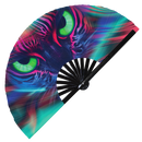 Neon Cats Bamboo Hand Fan