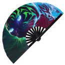 Neon Cats Bamboo Hand Fan