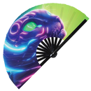 Neon Cats Bamboo Hand Fan
