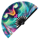 Neon Cats Bamboo Hand Fan