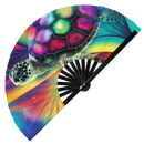 Turtle Neon Bamboo Foldable Hand Fan