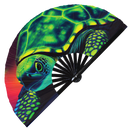 Turtle Neon Bamboo Foldable Hand Fan