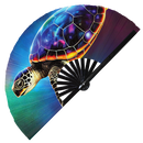 Turtle Neon Bamboo Foldable Hand Fan