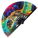 Turtle Neon Bamboo Foldable Hand Fan