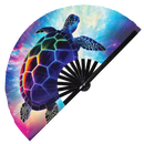 Turtle Neon Bamboo Foldable Hand Fan