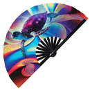Turtle Neon Bamboo Foldable Hand Fan