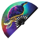 Turtle Neon Bamboo Foldable Hand Fan