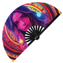 Raver Girl Neon Bamboo Hand Fan
