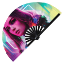 Raver Girl Neon Bamboo Hand Fan