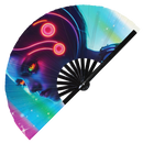 Raver Girl Neon Bamboo Hand Fan