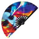 Raver Girl Neon Bamboo Hand Fan