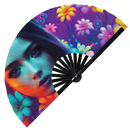 Raver Girl Neon Bamboo Hand Fan
