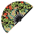 Paisley Victorian Hand Fan UV Glow Foldable Bamboo Fan Vintage Floral Decorative pattern 1800s Foliage print Handheld Fans