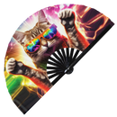Party Cat Rave Kitty 1 Bamboo Hand Fan