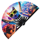 Party Cat Rave Kitty 1 Bamboo Hand Fan