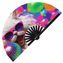 Party Cat Rave Kitty 1 Bamboo Hand Fan