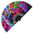 Party Cat Rave Kitty 1 Bamboo Hand Fan