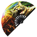 Party Cat Rave Kitty 1 Bamboo Hand Fan