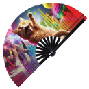 Party Cat Rave Kitty 2 Bamboo Hand Fan