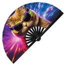 Party Cat Rave Kitty 2 Bamboo Hand Fan