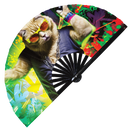 Party Cat Rave Kitty 2 Bamboo Hand Fan