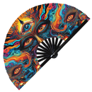 Eye Trippy Psychedelic Bamboo Hand Fan