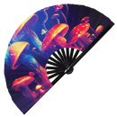 Psychedelic Mushroom 2 Bamboo Hand Fan