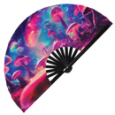 Psychedelic Mushroom 3 Bamboo Hand Fan