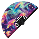 Psychedelic Mushroom 3 Bamboo Hand Fan
