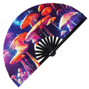 Psychedelic Mushroom 3 Bamboo Hand Fan