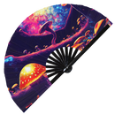 Psychedelic Mushroom 1 Bamboo Hand Fan