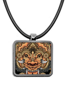 Balinese Barong Mask Square pendant necklace