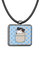 Cute Cat Pockets Pendant necklace Square charms Funny cartoon kittens cat lovers Stainless Pendant Accessories Cat feline fashion cat gifts