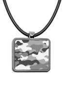 Military Camouflage Square Pendant Necklace