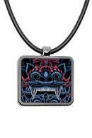 Balinese Barong Mask Square pendant necklace