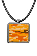 Military Camouflage Square Pendant Necklace