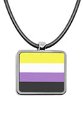 Pride Flags Rectangle pendant silver necklace Pride Flags pendant necklace Square charm Transgender Bisexual Lesbian Polysexual Asexual Pansexual Philly Intersex Genderqueer Bear Flag Square charm stainless steel