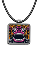 Balinese Barong Mask Square pendant necklace