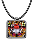 Balinese Barong Mask Square pendant necklace