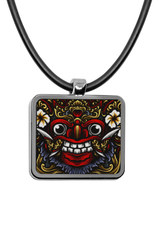 Balinese Barong Mask Pendant necklace Square charms bali culture indonesia traditional barong garuda rangda Stainless Pendant Accessories Necklace Choker