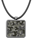Military Camouflage Square Pendant Necklace